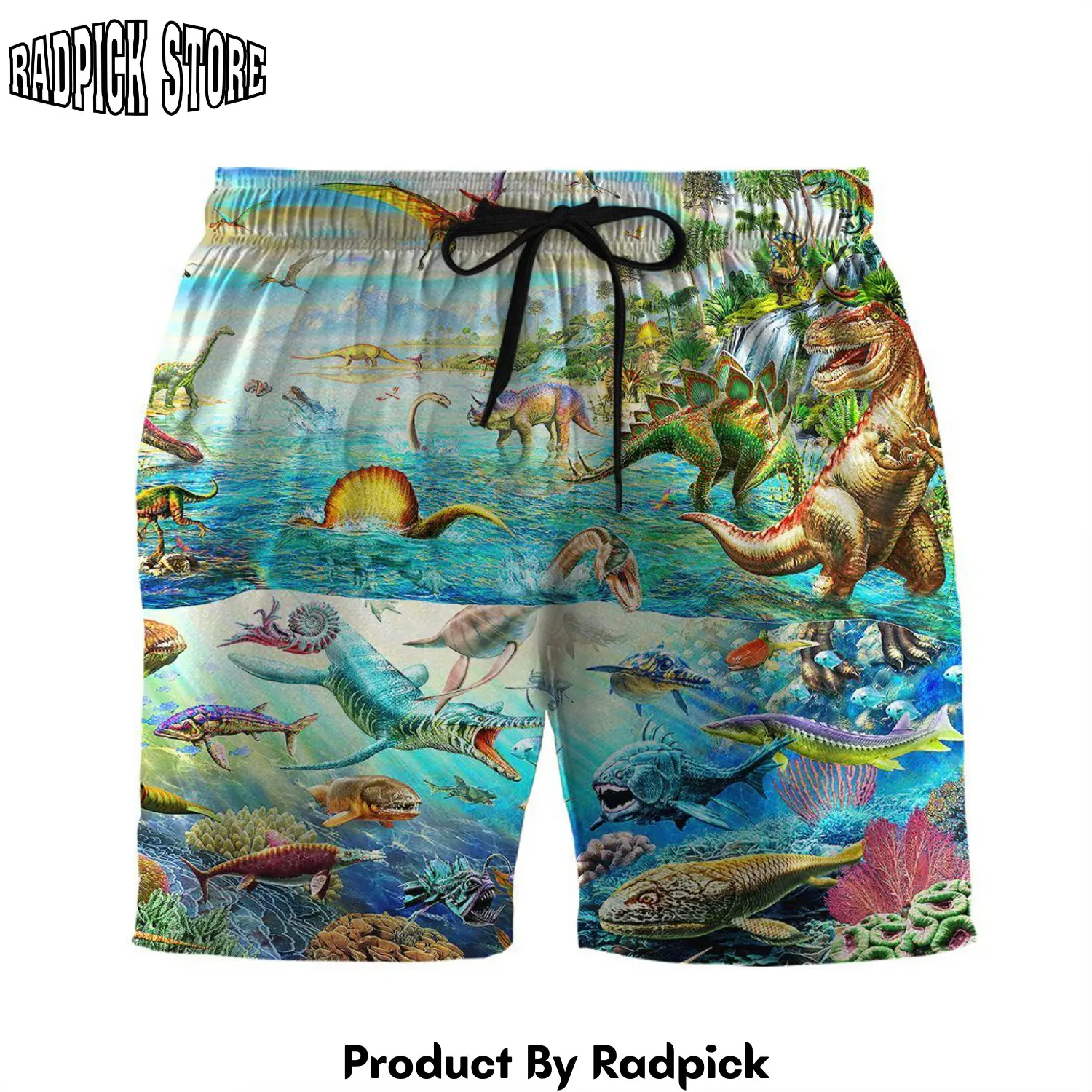 Radpick 3d discover the dinosaurs world custom beach shorts swim trunk rp631574